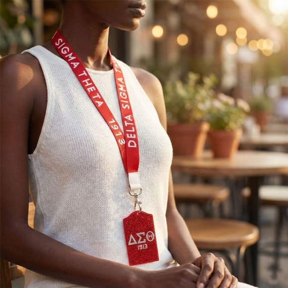 DST Red Canvas Lanyard ID Badge Clip Women - Picture 4 of 4